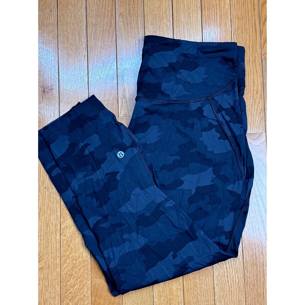Lululemon Base Pace High-Rise Crop 23" Heritage 365 Camo Deep Coal Multi Size 12 - Picture 2 of 6